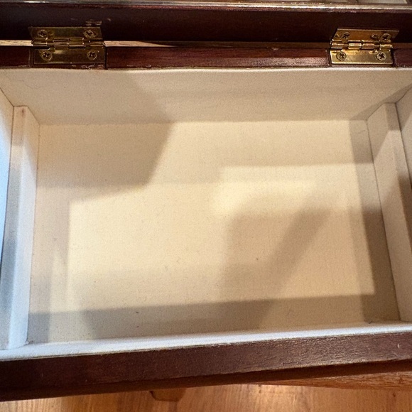 Vintage Wooden Jewelry Box with Floral Tapestry - Picture 7 of 12